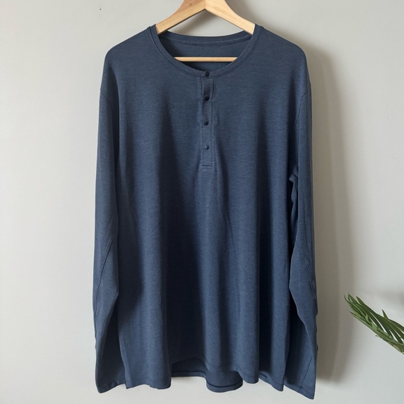 Lululemon Reinstate Long Sleeve Henley Heathered True Navy XXL - Picture 2 of 9